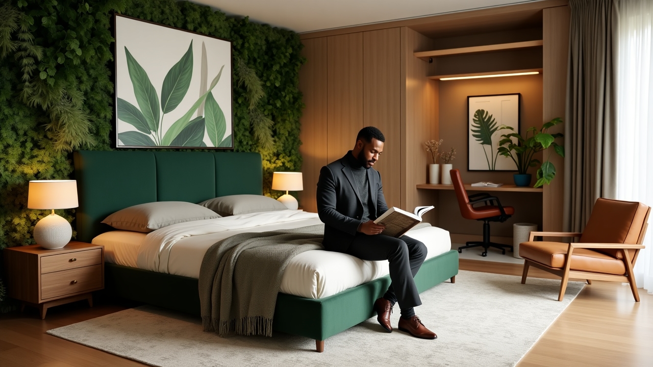 Bedroom with biophilic design